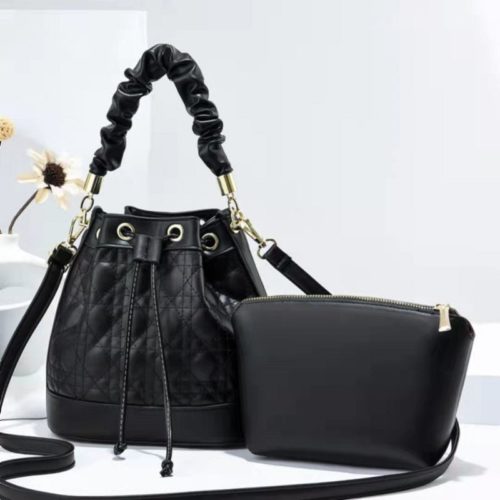 JT1519-black Tas Handbag Selempang 2in1 Import Wanita Elegan