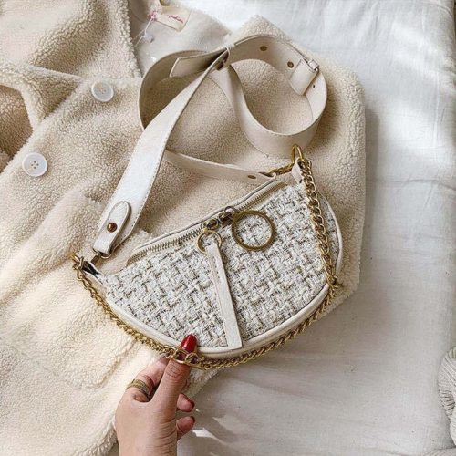 JT15846-white Tas Waist Bag Fashion Wanita Elegan Import