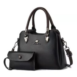 JT18932-black Tas Handbag Selempang 2in1 Wanita Elegan Import