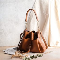 JT1900-brown Tas Handbag Serut Selempang Wanita Cantik Import