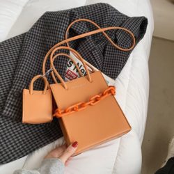 JT2025-orange Tas Handbag Modis 2in1 Box Style Wanita Cantik Import