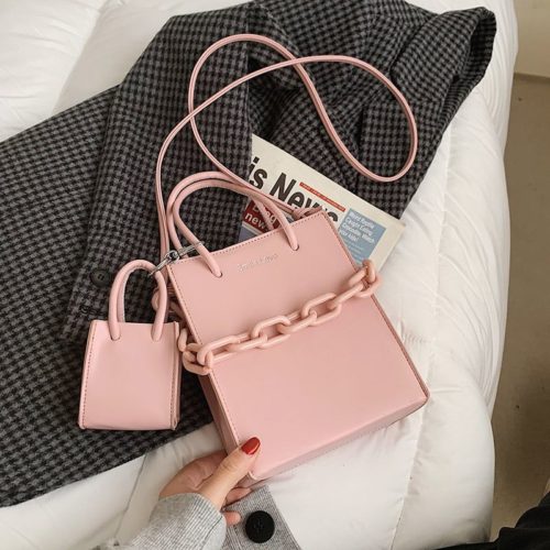 JT2025-pink Tas Handbag Modis 2in1 Box Style Wanita Cantik Import