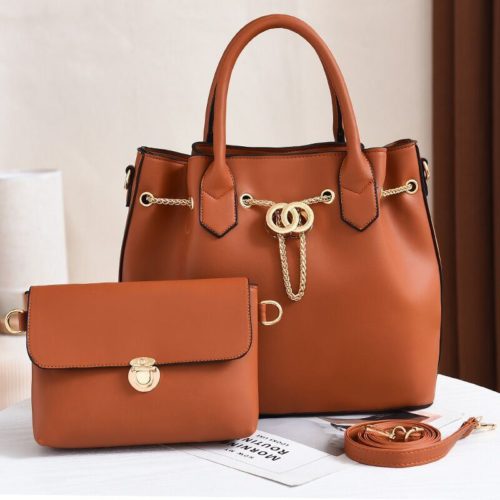JT3186-brown Tas Handbag Wanita 2in1 Import Terbaru