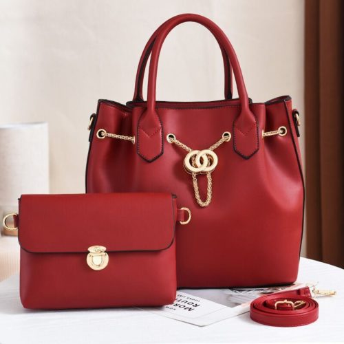 JT3186-red Tas Handbag Wanita 2in1 Import Terbaru