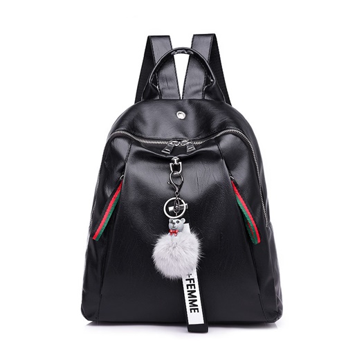 JT4110-black Tas Backpack Pom Pom Wanita Elegan Import