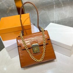 JT56833-brown Tas Handbag Tali Selempang Rantai Wanita Elegan