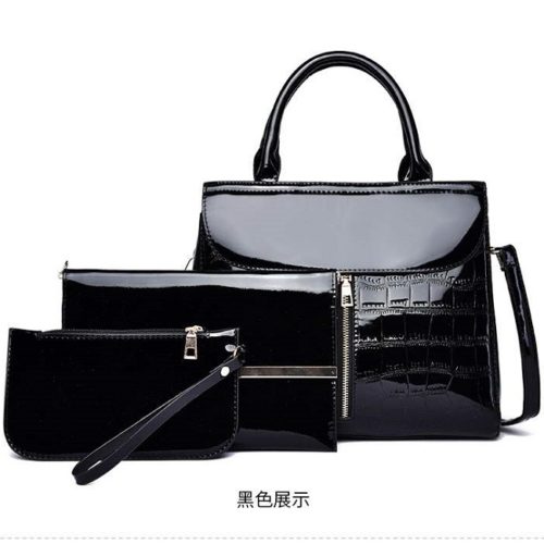 JT6053-black Tas Handbag Wanita Elegan Set 3in1