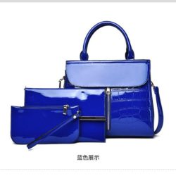 JT6053-blue Tas Handbag Wanita Elegan Set 3in1