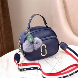 JT77955-blue Tas Handbag Pom Pom Selempang Wanita Cantik