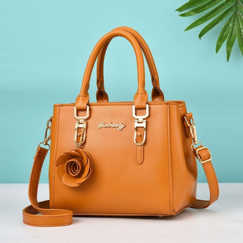JT78255-brown Tas Handbag Elegan Gantungan Rose Import
