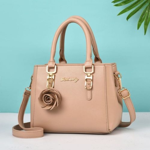 JT78255-khaki Tas Handbag Elegan Gantungan Rose Import