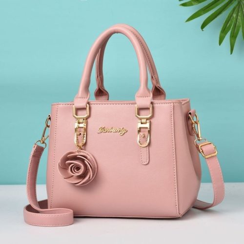 JT78255-lightpink Tas Handbag Elegan Gantungan Rose Import