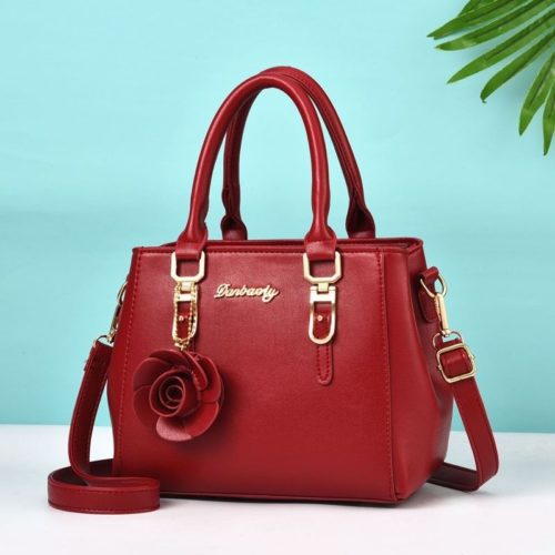 JT78255-red Tas Handbag Elegan Gantungan Rose Import