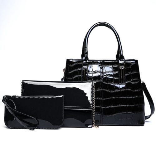 JT8201-black Tas Handbag Wanita Import Set 3in1
