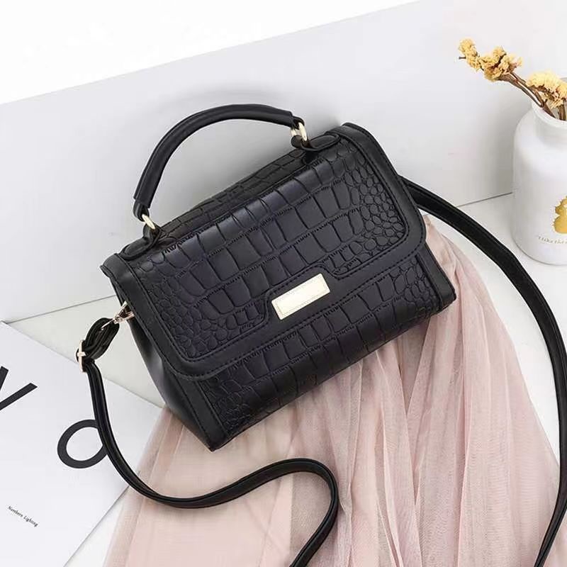 JT8861-black Tas Handbag Selempang Croco Fashion Wanita Import