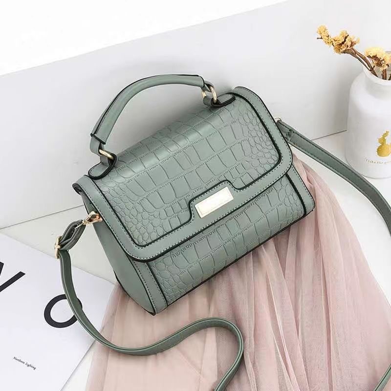 JT8861-green Tas Handbag Selempang Croco Fashion Wanita Import