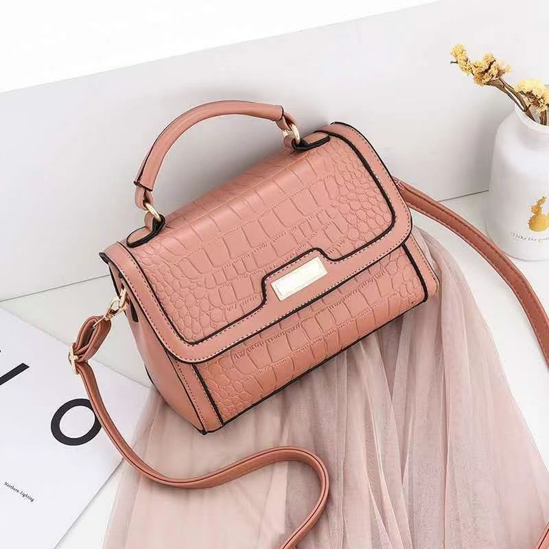 JT8861-pink Tas Handbag Selempang Croco Fashion Wanita Import