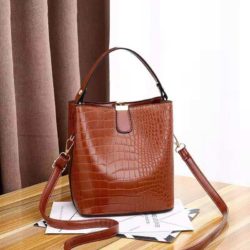 JT8881-brown Tas Handbag Selempang Croco Wanita Cantik Import