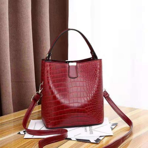 JT8881-red Tas Handbag Selempang Croco Wanita Cantik Import