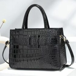 JT90361-black Tas Handbag Selempang Croco Wanita Cantik Import