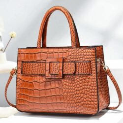 JT90361-brown Tas Handbag Selempang Croco Wanita Cantik Import