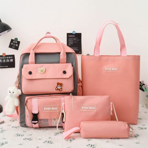 JT9055-pink Tas Ransel Wanita Fashion Import 4in1 Terbaru