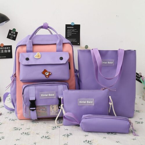 JT9055-purple Tas Ransel Wanita Fashion Import 4in1 Terbaru