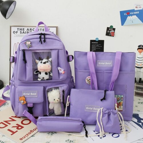 JT9063-purple Tas Ransel Wanita Fashion Import 5in1 Terbaru