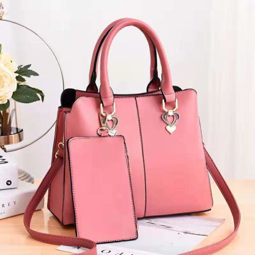 JT9902-pink Tas Handbag Wanita Elegan 2in1 Terbaru