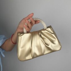 JTF01047-gold Tas Handbag Pesta Gagang Mutiara Wanita Cantik