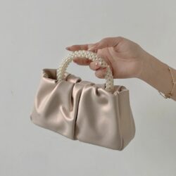 JTF01047-pink Tas Handbag Pesta Gagang Mutiara Wanita Cantik
