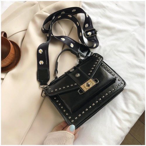 JTF09052-black Tas Handbag Wanita Cantik Tali Selempang