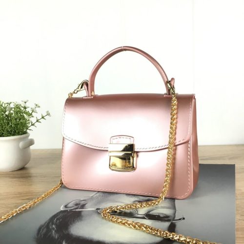 JTF10951-pinkgold Tas Handbag Jelly Fashion Wanita Elegan Import