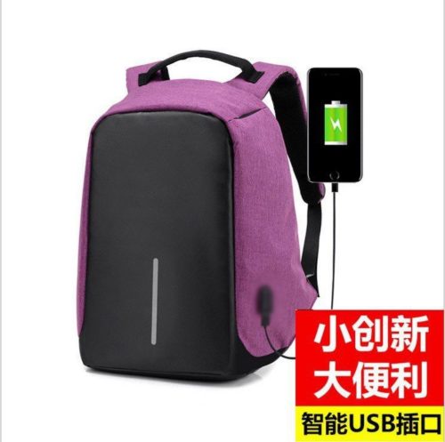JTF1701-purple Tas Ransel Pria Anti Maling Colokan USB