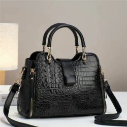 JTF202228-black Tas Handbag Croco Import Wanita Cantik Terbaru