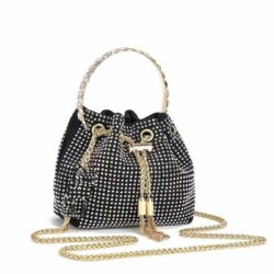 JTF3035-blackwhite Tas Handbag Serut Tali Rantai Wanita Cantik Import