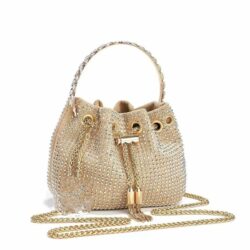 JTF3035-gold Tas Handbag Serut Tali Rantai Wanita Cantik Import