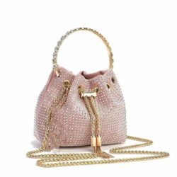 JTF3035-pink Tas Handbag Serut Tali Rantai Wanita Cantik Import
