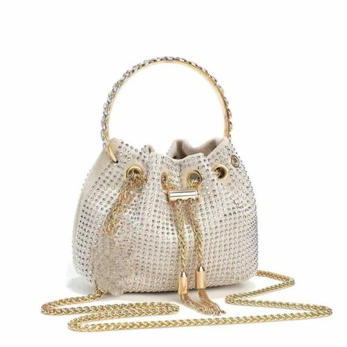 JTF3035-silver Tas Handbag Serut Tali Rantai Wanita Cantik Import