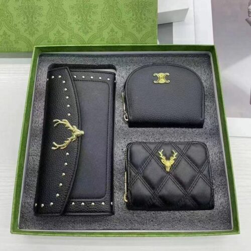 JTF3828-black Dompet Set Import 3in1 Wanita Cantik