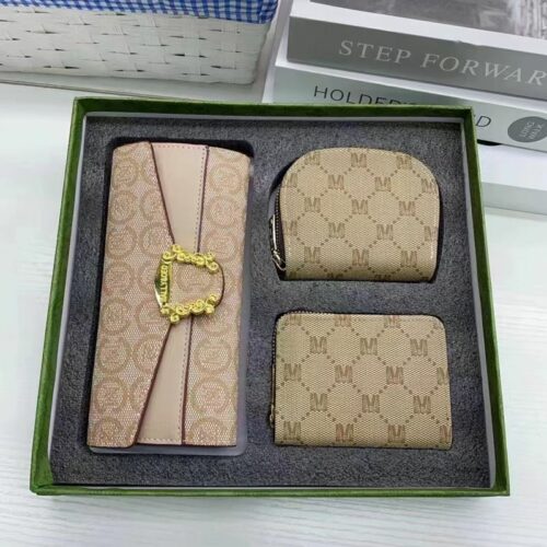 JTF3829-khaki Dompet Set Import 3in1 Wanita Cantik