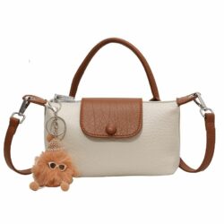 JTF6175-whitebrown Tas Handbag Selempang Gantungan Boneka Import JTF6175-whitebrown Tas Handbag Selempang Gantungan Boneka Import