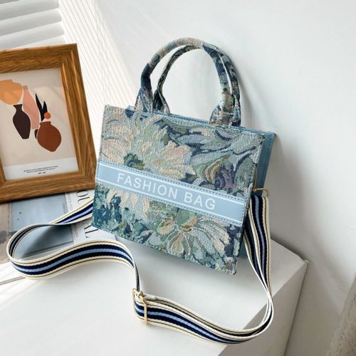 JTF7013-flowerblue Tas Handbag Selempan Fashion Import Wanita