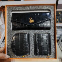 JTF709-black Dompet Import Set 3in1 Ada Kotak