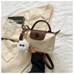 JTF7833-beige Tas Handbag Mini Fashion Gantungan Boneka Cantik