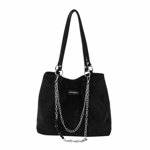 JTF8012-black Tas Tote Selempang Diamond Bling Fashion Import Wanita