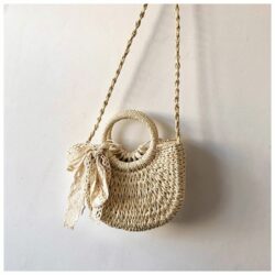 JTF8202-beige Tas Handbag Selempang Rotan Wanita Cantik Import