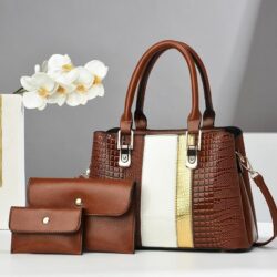 JTF9001-brown Tas Handbag Selempang 3in1 Wanita Cantik Import