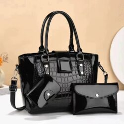 JTF9171-black Tas Handbag Premium Import 3in1 Wanita Cantik Terbaru