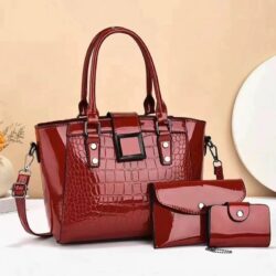 JTF9171-red Tas Handbag Premium Import 3in1 Wanita Cantik Terbaru